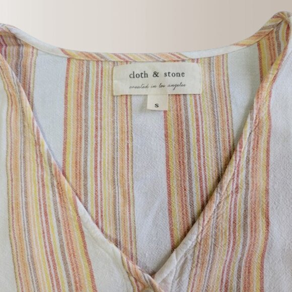 Anthropologie Cloth & Stone Linen Tie Waist Crop Top and Cropped Wide Leg Pants - Picture 5 of 10